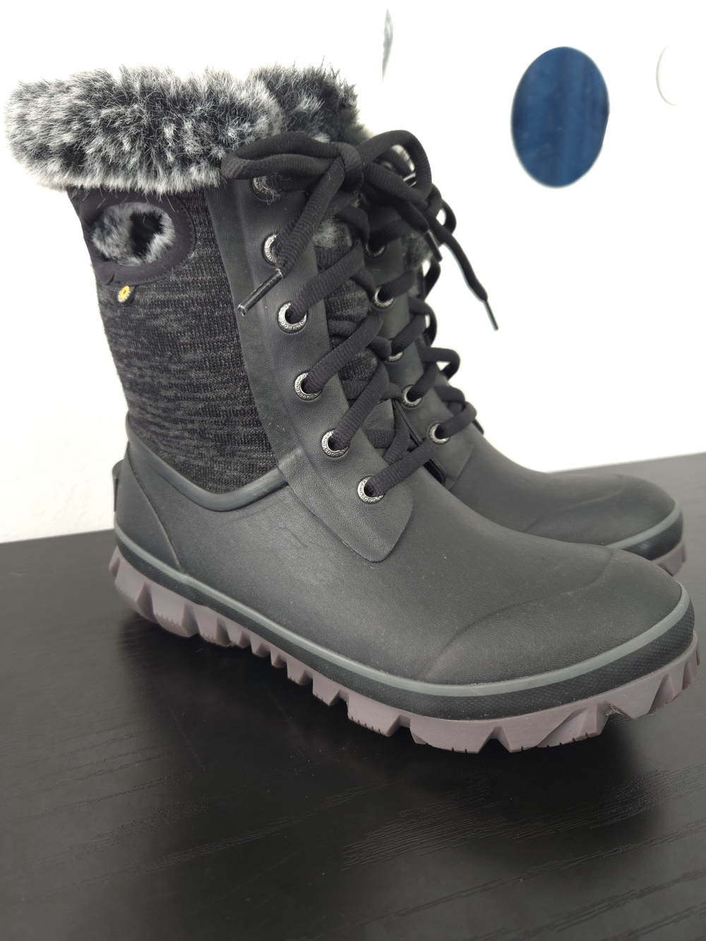 Bogs Arcata Knit Womens Black Winter Snow Boots Waterproof Size 7 -58F 72404